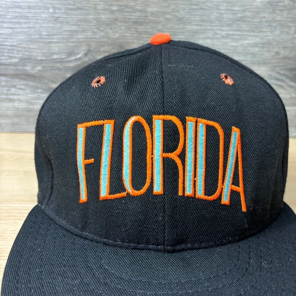 Vintage Florida Marlins Hat Cap Fitted 7 1/4 Black‎ Wool Pro Model USA Made